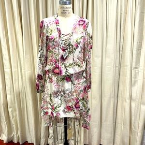 Silk dress with floral pattern and lacing Alice & Olivia